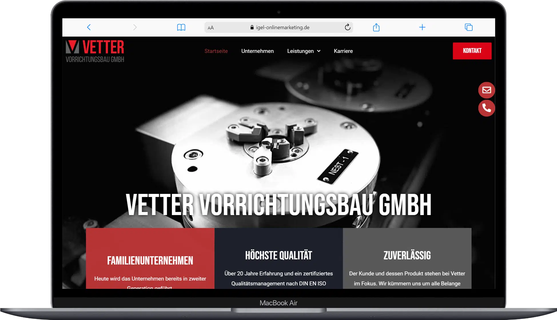 Screenshot der neuen von MIOMA erstellten Website Ostrach
