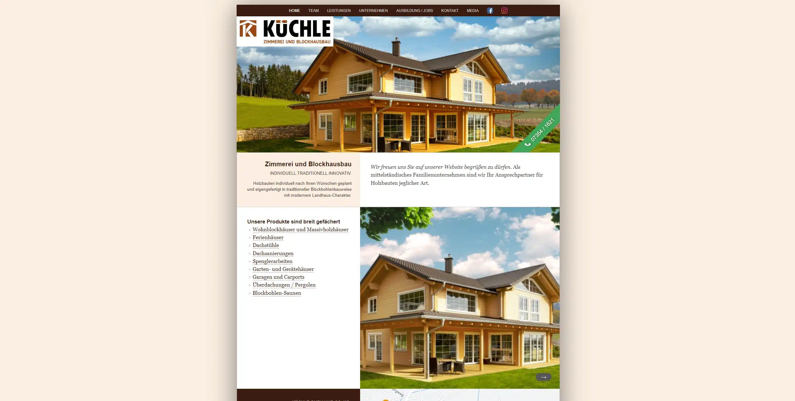 Kuechle Blockhaus Website alt